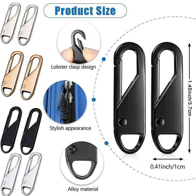 5Pcs Universal Metal Zipper Puller Handle Detachable Replacement Zipper Slider Backpack Handbag Coat Sewing Repair Pull Tab Head