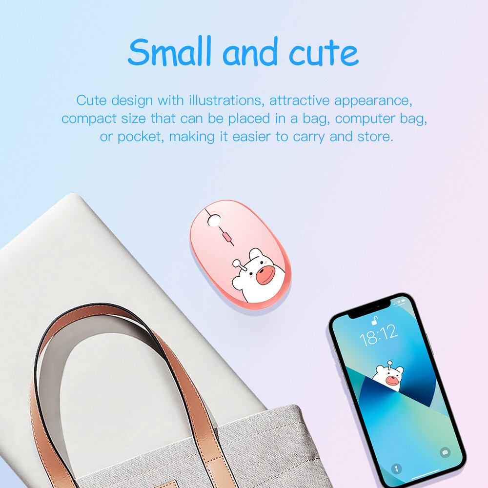 【2023】Hoco Cute Cartoon Wireless Mice Computer Mouse for Laptop Silent Buttons 2.4G with USB Mini Receiver, 800 DPI 1200 DPI With 3 Adjustable DPI For PC Laptop