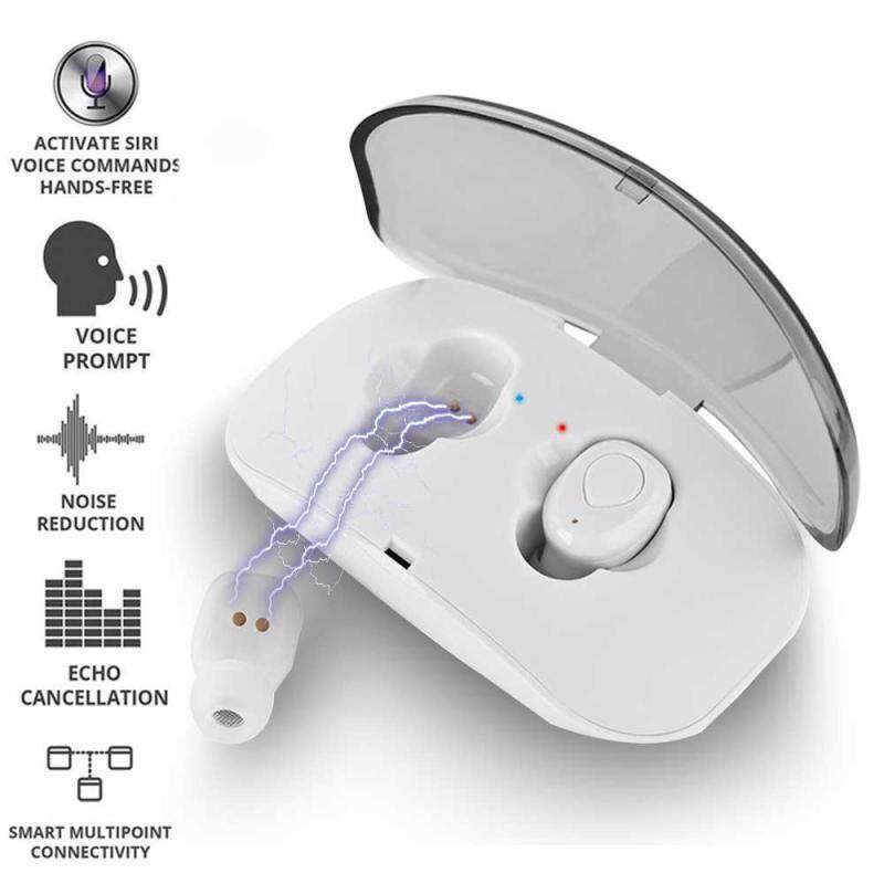 niceEshop Truly Wireless Earbuds X18 Bluetooth Earphone 3D HD Stereo Wireless Headphones with Tiny Chargable Headphone Box, Mini Wireless Headset Compatible for Android iOS Smartphones Singapore