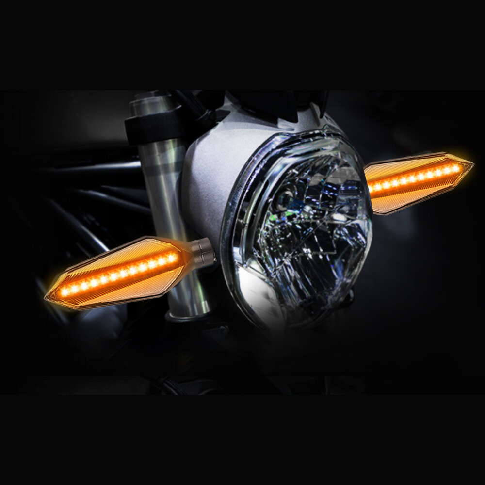 Vastar High quality 2pcs 10mm Universal Motorcycle LED Turn Signal Lamp Sequential Flowing Flash Indicator Lights Amber Running Light