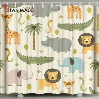 Star Mall Cartoon Animal Print Polyester Waterproof Shower