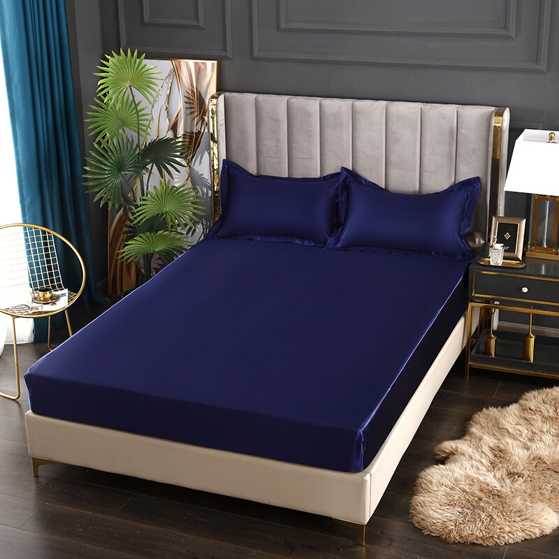 Bestenrose Satin Soft Silk Solid Bedding Fitted Sheet 3.5/5/6 Feet 100% Good Quality Single Full Queen King Size Cadar Fittled Bed Sheet