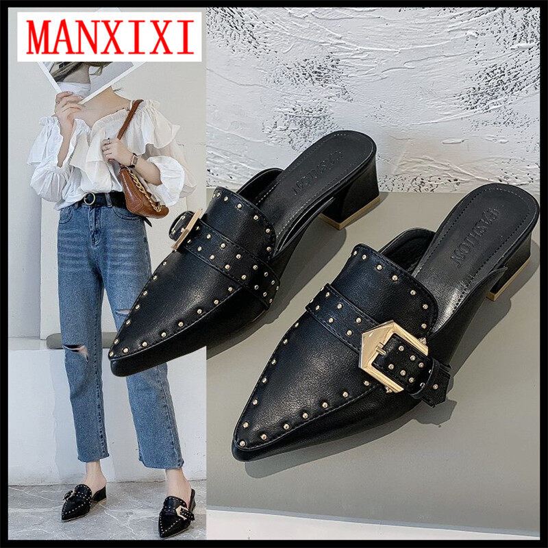 Dép Thời Trang Thương Hiệu MANXIXI Xăng Đan Hở Gót 1.97 Inch Gót Thấp