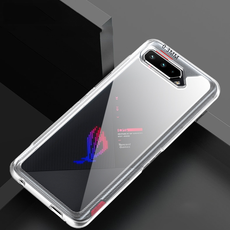For Asus ROG Phone 5 Clear PC+TPU Shockproof Protective Case(Black)