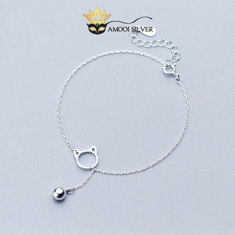 Lắc tay bạc s925 mèo chuông - amooi silver at64