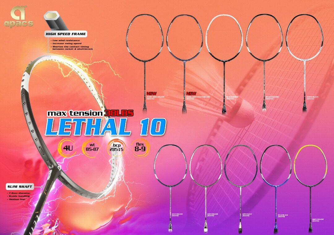 APACS Lethal 10 Badminton Racket Original. Frame only with Free