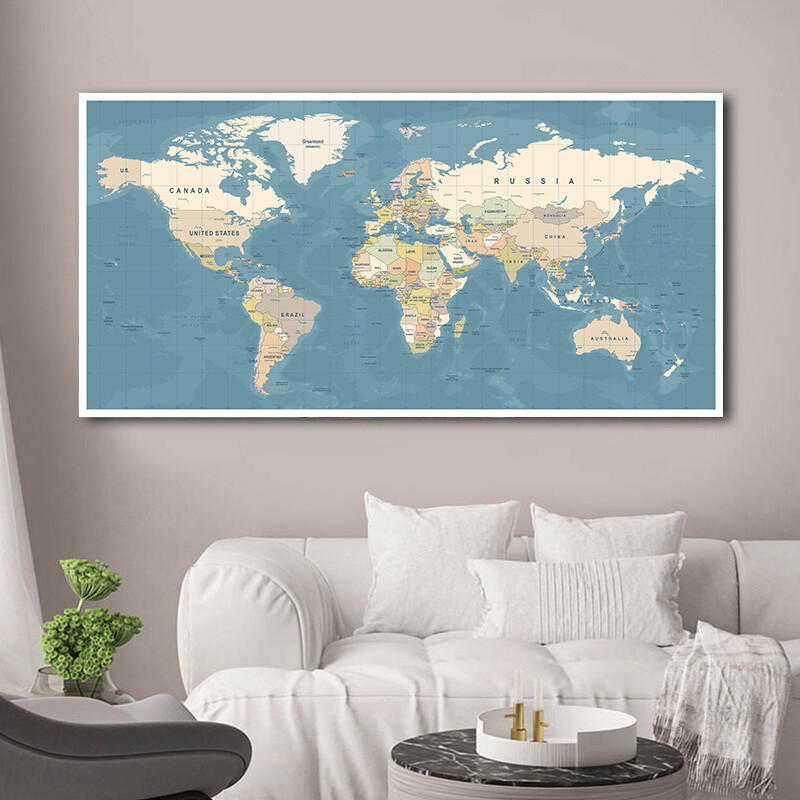 World Map Decorative Picture Canvas Modern Poster Nordic Wall Art Print ...