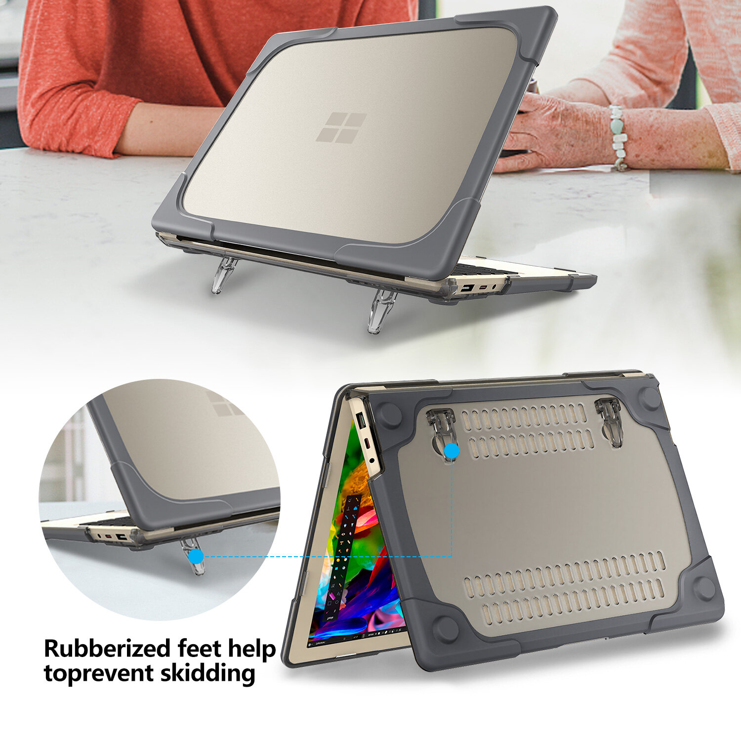 Transparent Heavy Duty Hard Shell Case for Microsoft Surface Laptop 4 / 3 15" with Metal Keyboard,Protective Cover with Kickstand for Surface Laptop 4 / 3 15 inch 2021