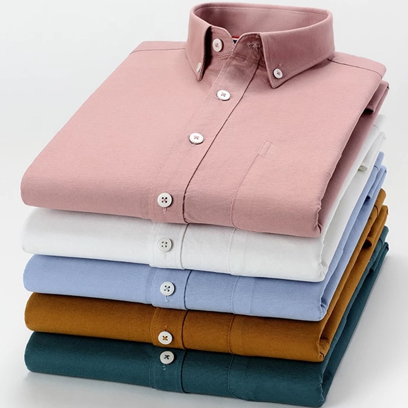2 7XL Mens Oxford Shirts 100%Cotton Man 