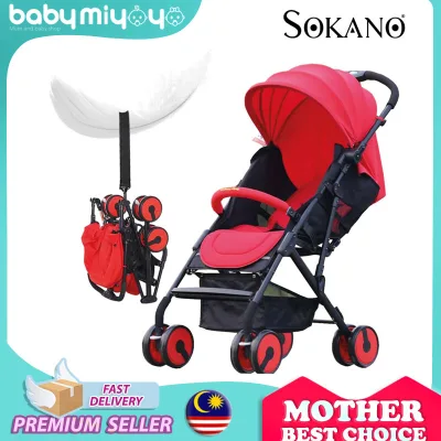 SOKANO Premium Lightweight Compact Foldable Stroller - Red