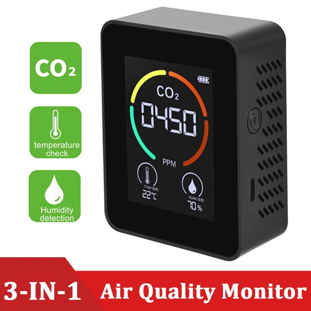 5/3 In 1 Air Monitor CO2 Carbon Dioxide Detector Warehouse Air Quality Temperature Humidity TVOC HCHO Monitor Measurement Meter