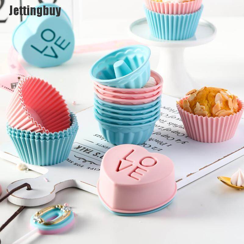 [Jettingbuy] 1PC Silicone Cake Cup DIY Love Muffin Cake Cup Pudding Mold Baking Cake Mould
