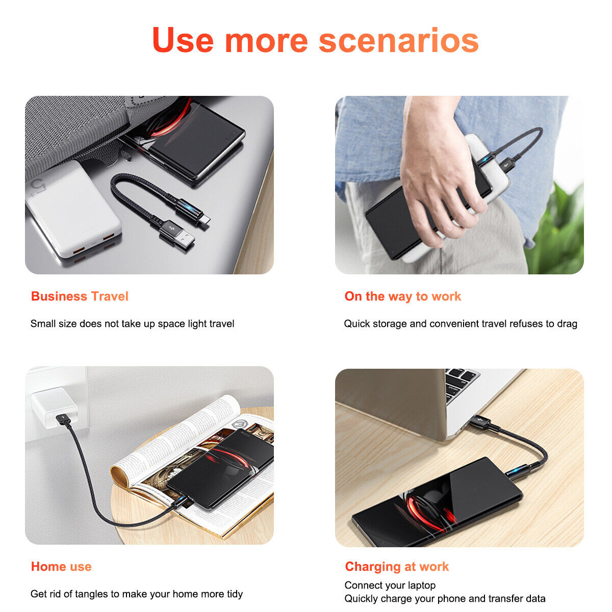 Fonken Cáp Sạc USB Ngắn 25Cm Cáp Micro USB Type C Cho Huawei Android Sạc Nhanh 2.4A Cáp Sạc Điện Thoại Có Đèn Báo