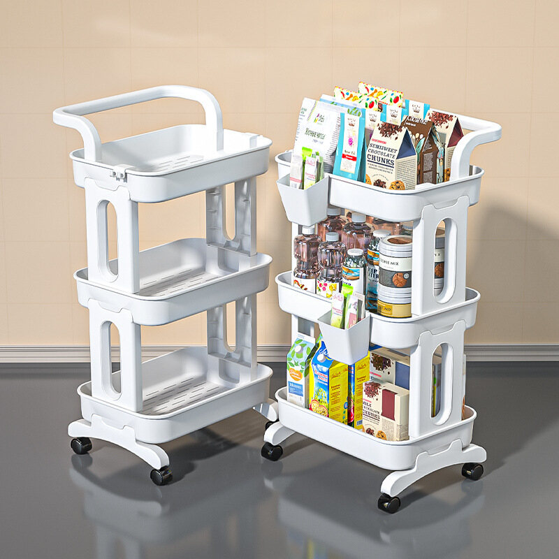 Trolley rotating storage rack Kitchen bathroom Mobile snack bathroom Multi-storey bedroom Bedside storage rack