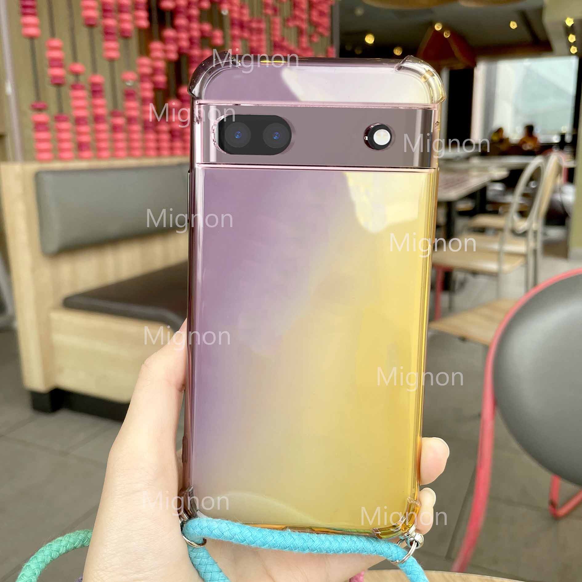 Rainbow gradient phone case for google pixel 4a 4 xl pixel 5a 5 xl necklace lanyard shoulder strap cord cover for google pixel 6a pixel 6 pro pixel 7 pro 7a pixel 8 pro