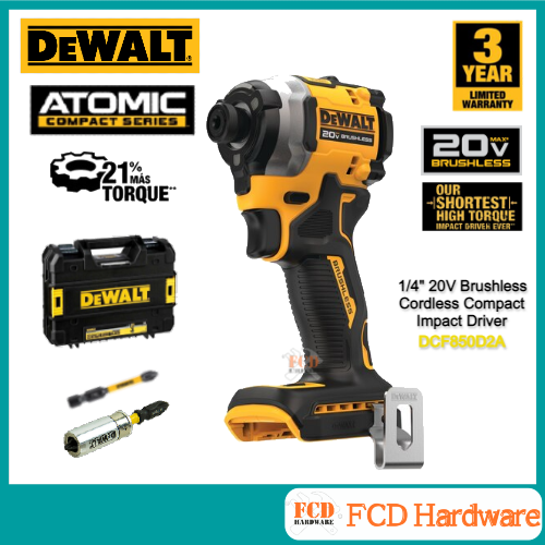 DEWALT Atomic DCF850D2A 6.35mm ( 1/4" ) 20V Brushless Cordless Compact