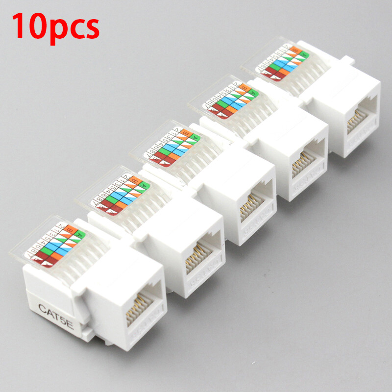 Uni 10pcs rj45 cat5e ethernet network keystone jackclip module wall plug connector