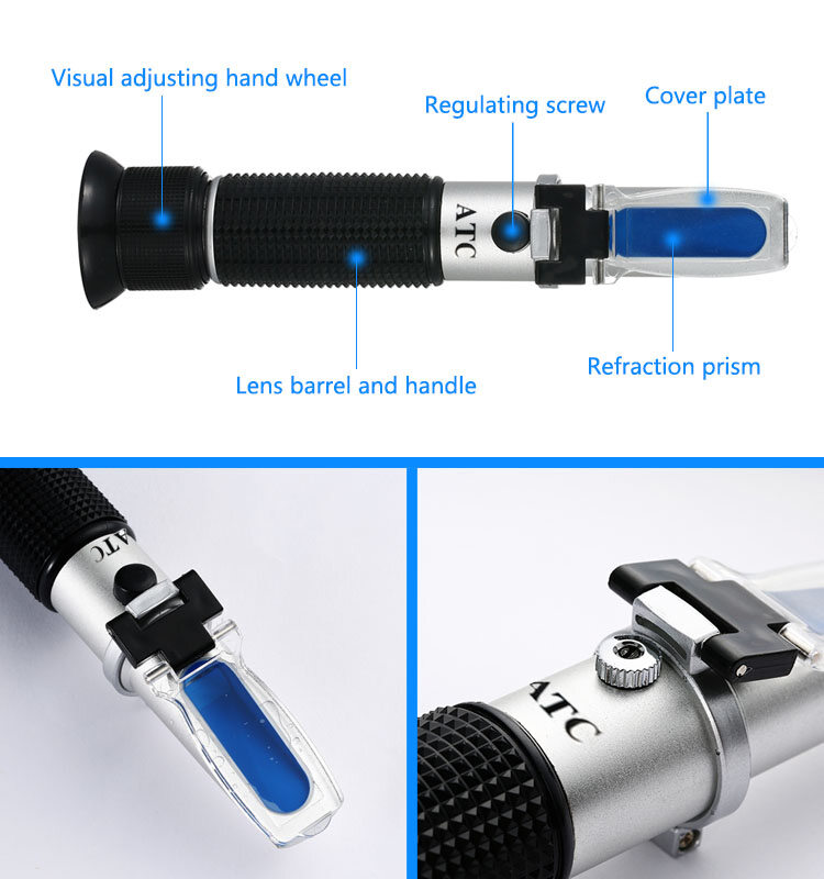 Máy Đo Khúc Xạ Brix Cầm Tay RCYAGO, Máy Đo Đường Hàm Lượng Đường 0-20% Với Nồng Độ ATC Để Sử Dụng Tại Nhà