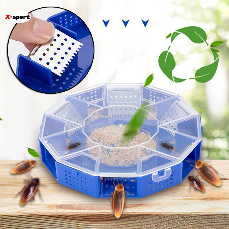 X-Sport Reusable Cockroach Trap Efficient Roach Cockroach Trap Killer Catcher Box Reusable Fast Acting Easy Application Hard PP Physical Capture Effective Lure Irresistible Convenient Home Kitchen Bathroom Cockroach Killer Box