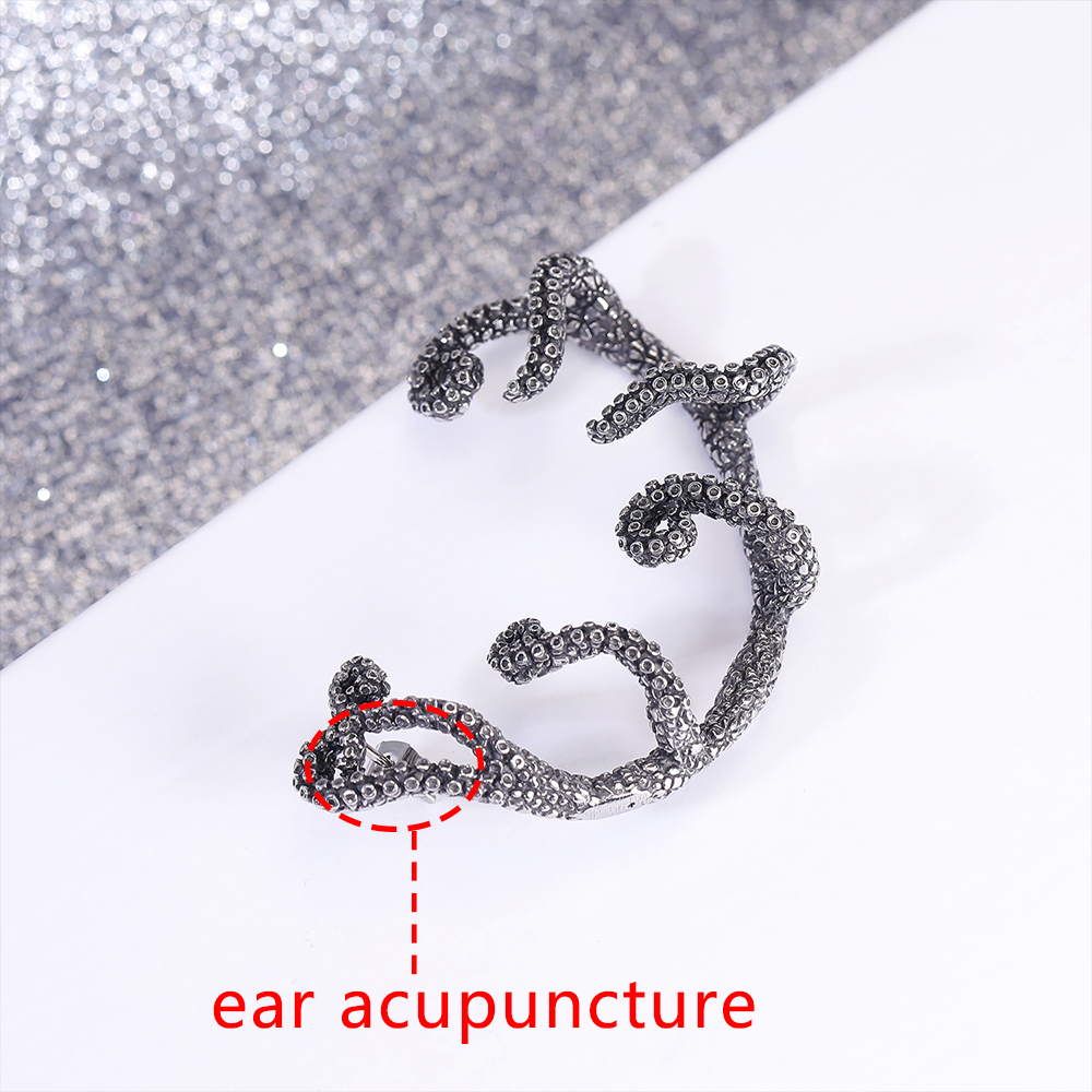 ZS 1 Chiếc Khuyên Tai Kẹp Xúc Tu Bạch Tuộc Móng Vuốt Rồng Punk Rock Khuyên Tai Bằng Thép Không Gỉ Khuyên Tai Cường Điệu Trang Sức Tai Gothic