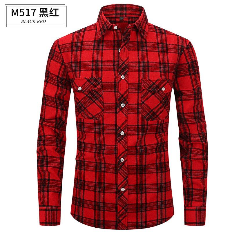 Mens Two-Pocket Green Plaid Checkered 100% Cotton Brushed Flannel Shirt Casual Regular Fit Long Sleeve Button Down Shirt For Men