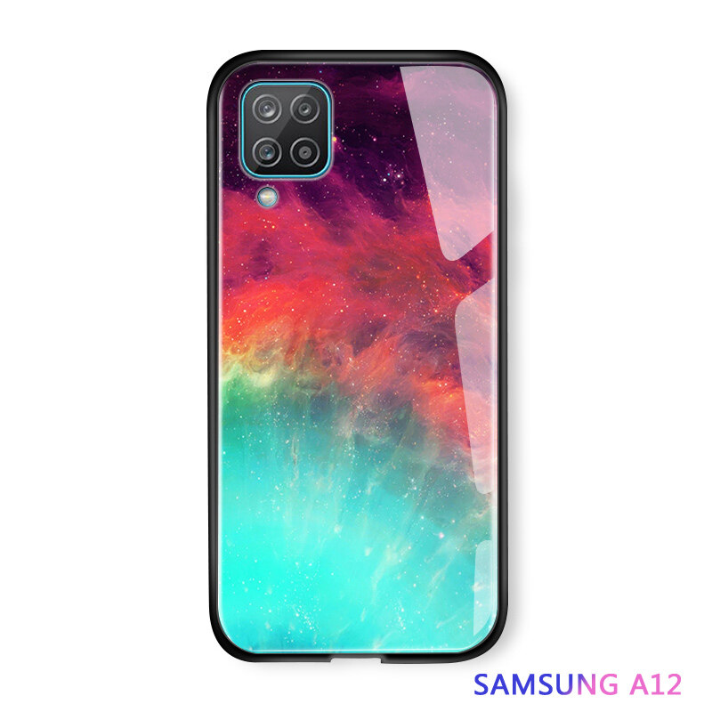 Hontinga Casing Case For Samsung Galaxy A12 A13 5G A04S Case Aurora Galaxy Space Sky Starry Gradient Casing Case Shockproof Tempered Glass Phone Case Back Cover Casing Hard Case For Girls For Women