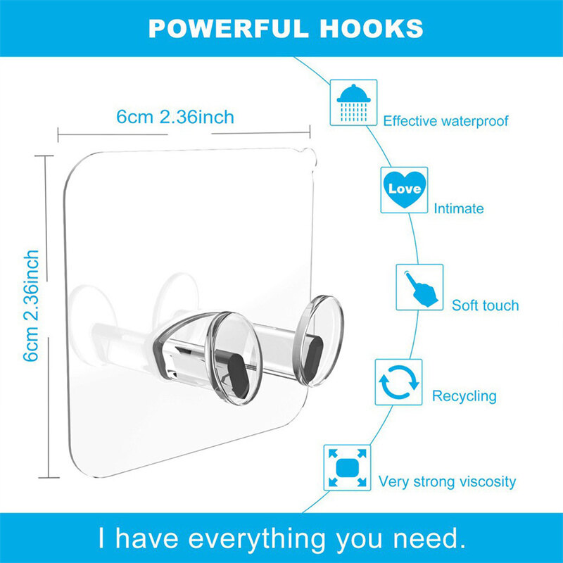 1/5Pcs Trong Suốt Mạnh Mẽ Cắm Móc Đa Năng Nhựa Trong Suốt Dán Móc Cho Phòng Tắm Nhà Bếp Văn Phòng Văn Phòng
