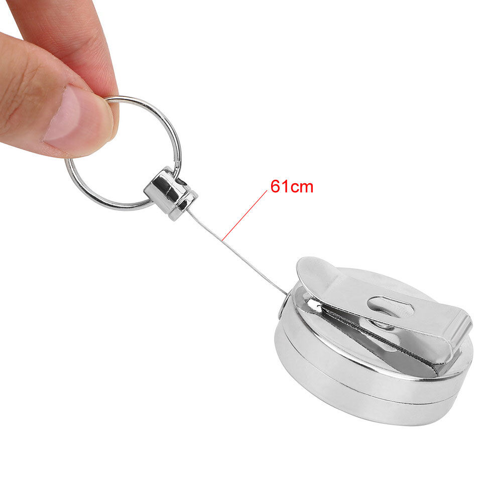 1x Móc Khóa Chống Trộm Móc Khóa Kéo Móc Chìa Khóa Dây Kim Loại Có Thể Kéo Dài Rút Lại
