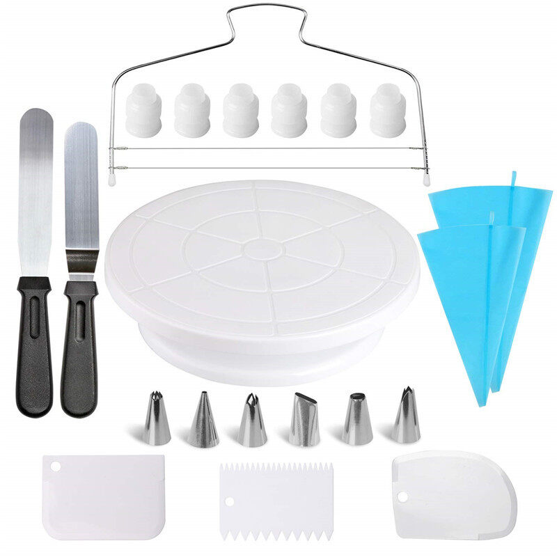 Bộ dụng cụ trang trí bánh bàn xoay 164 chi tiết, dụng cụ trang trí bánh chống trượt, Tự làm bánh