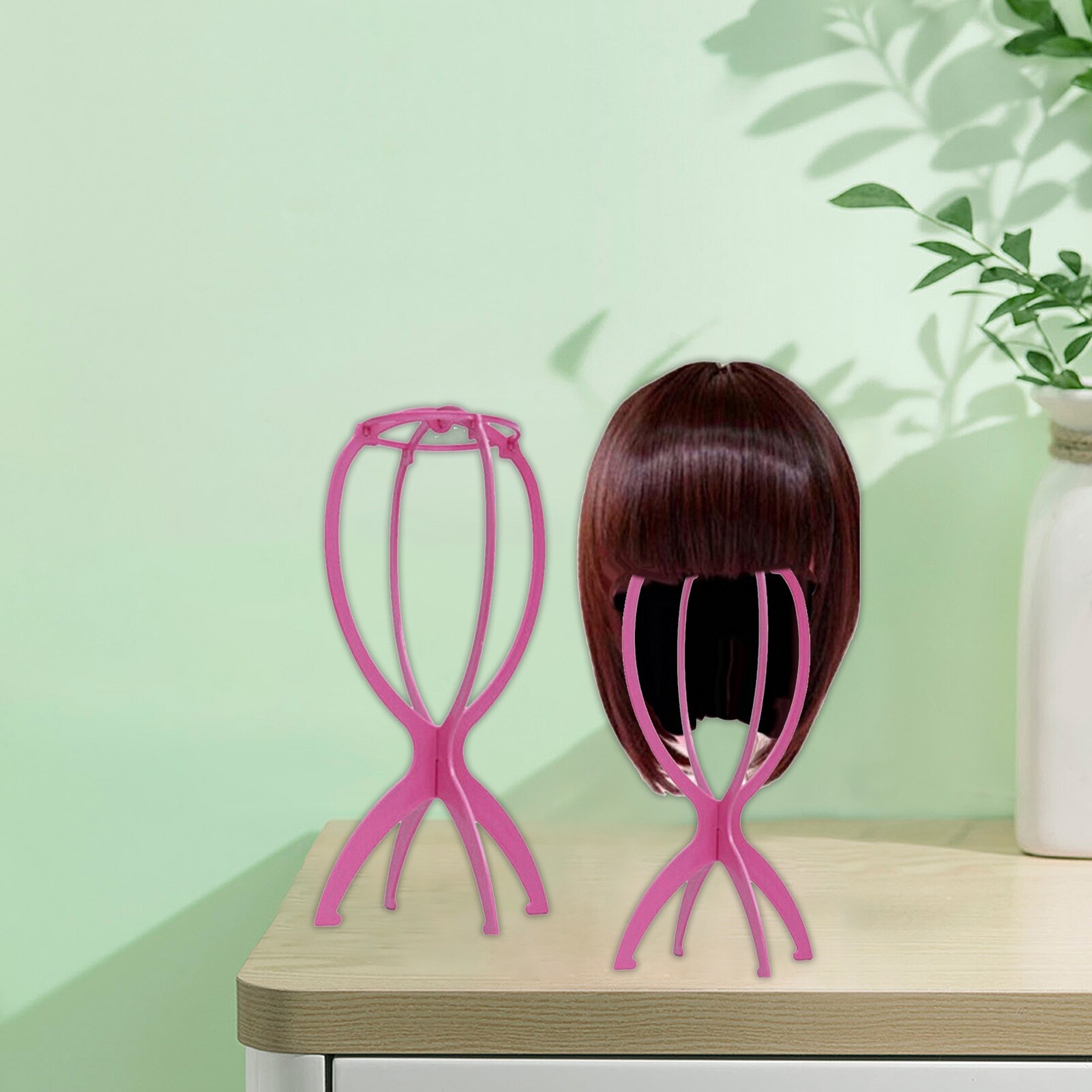 Wig Display Stand Portable Folding Solid Color Hat Hairpiece Holder