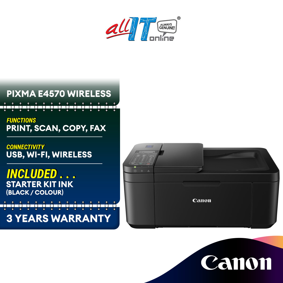 Canon PIXMA E4570 Wireless AllInOne with Fax and Automatic 2sided