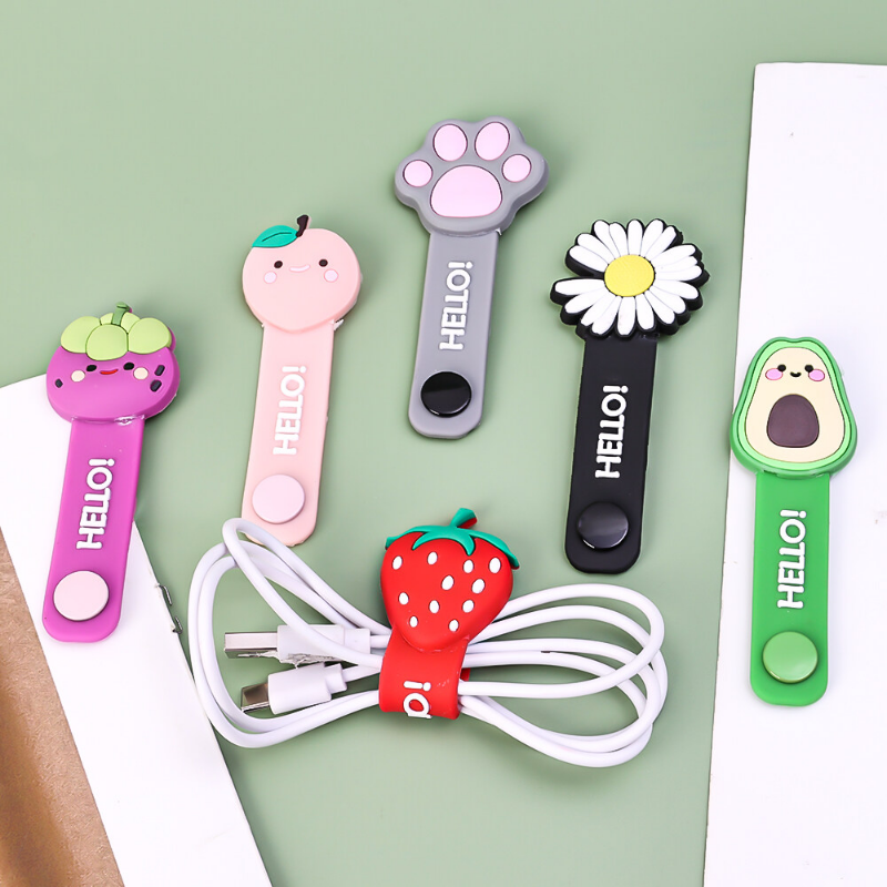 New Hot Sale Headset Silicone Multifunction Data Line Storage Winder Cable Protector Cute Cartoon Cord Protector