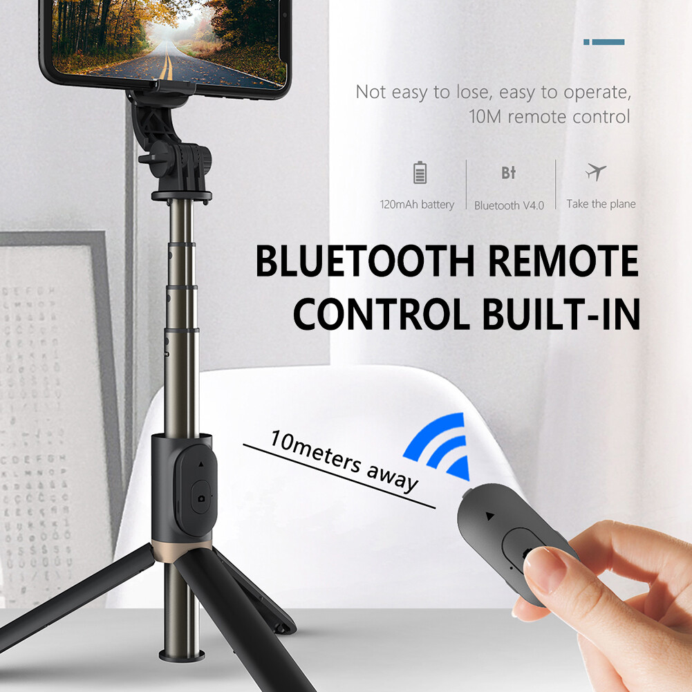 Zeallion Bluetooth Selfie Stick Foldable Mini Tripod Extendable Monopod With Remote Shutter And Fill Light Mobile Phone Selfie Artifact Universal for IOS Android