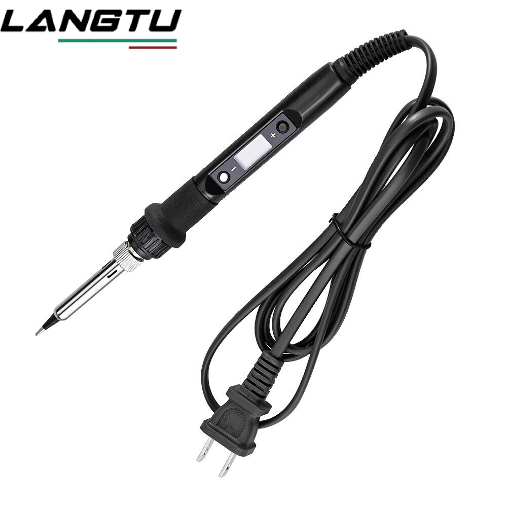 LANGTU Soldering Iron Kit Electronics 80W Adjustable Temperature Welding Tool 5pcs Soldering Iron Tip Soldering Iron Stand Tweezers Solder Wire Carry Bag