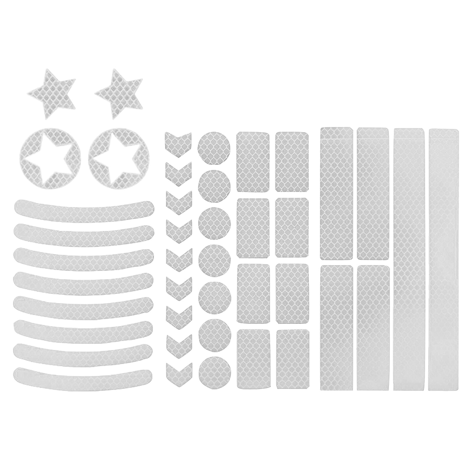 42pcs Reflective Stickers Safety Warning Strips Waterproof Night Visibility Stickers for MTB Scooter Helmet Car Motorcycle Strollers Wheelchairs