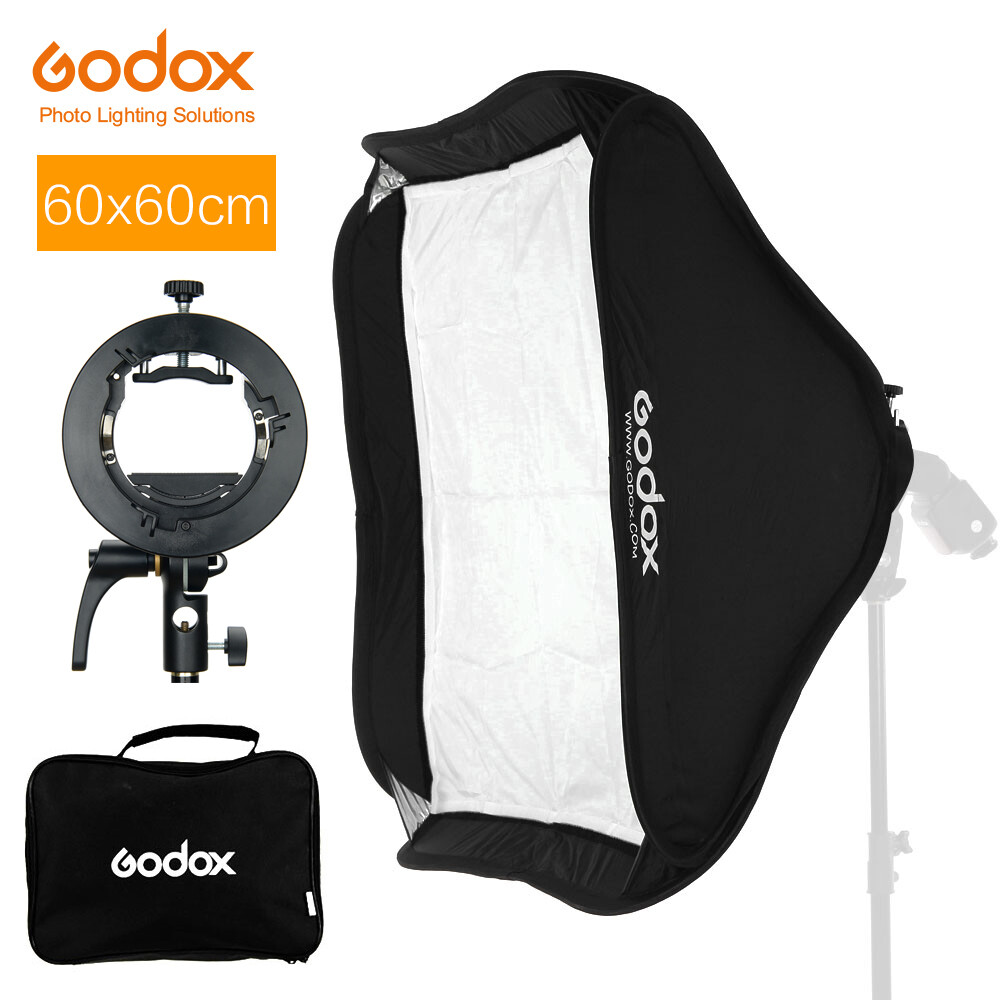 Godox s2 speedlite trụ giữ đèn flash bracket + softbox với khung máy ảnh bowens cho canon nikin godox v1 tt685 v860ii ad200 ad400pro flash