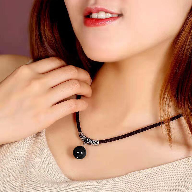 Women Creative Natural Green Red Black Agate Pendant Necklace / Ladies Simple Charm Choker Necklaces / Elegant Clavicle Necklace