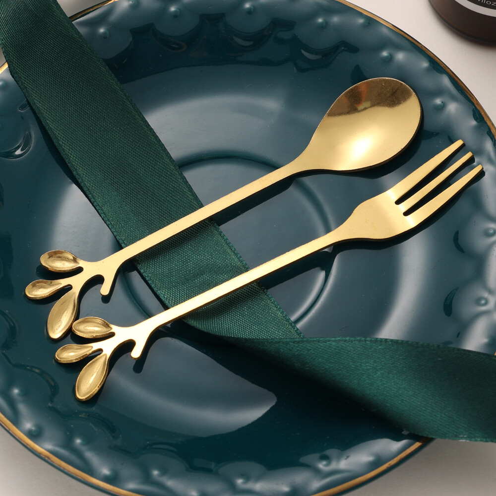Creative Stainless Steel Spoon Branch Leaves Spoon Fork Coffee Spoon Kitchen Accessories Tableware Decoration