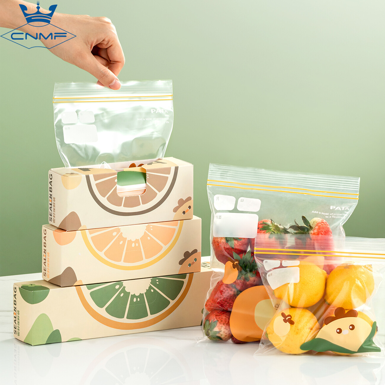 CNMF Sealed Bag Fresh-Keeping Bag Self-Sealing Bag Fruit And Vegetable Sealed Freezer Bag Leakproof Food Ziplock Bag