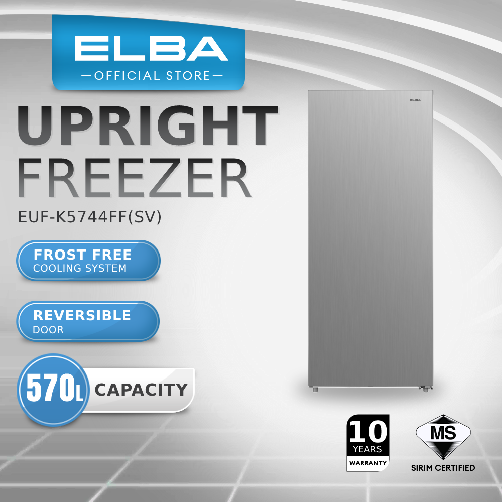 ELBA 570L Upright Freezer EUFK5744FF(SV) Frost FREE Metallic Grey