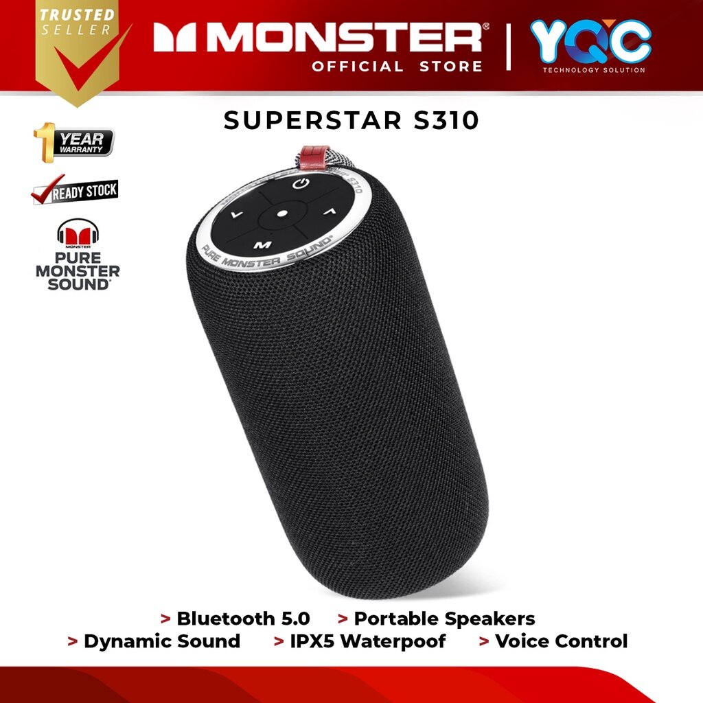 Monster Superstar S310 Portable Bluetooth Speaker 5.0 True Wireless Stereo Pairing Deliver