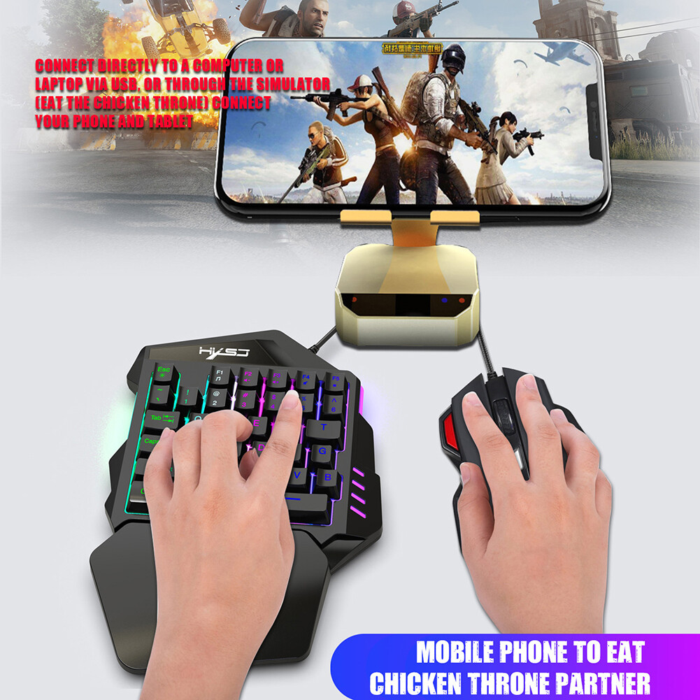Hxsj j50 usb rgb colorful backlight single hand wired gaming keyboard mouse set