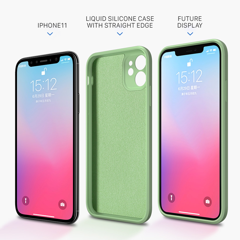 For Apple iPhone 6/6S 6 Plus/6S Plus Soft Original Square Liquid Silicone Phone Casing Full Cover Camera Shockproof Protection Rubber Case