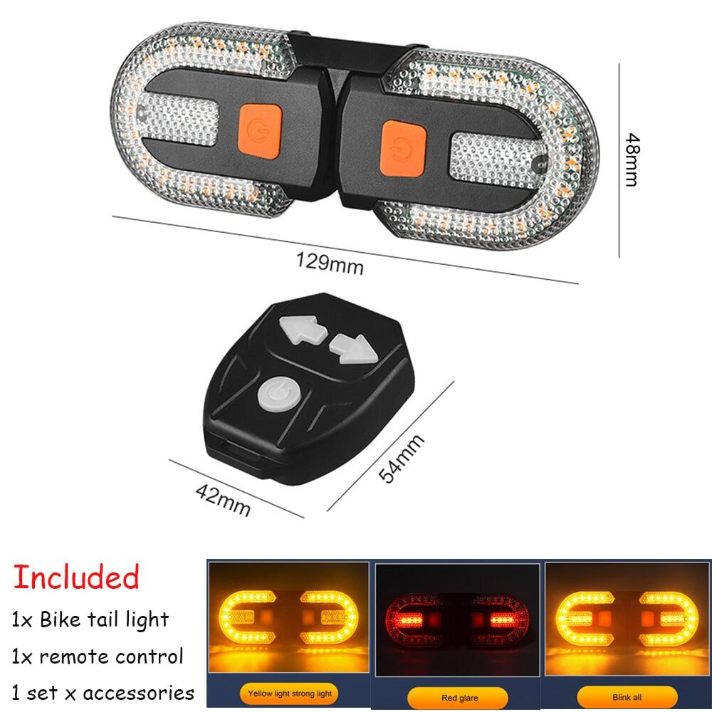 3 In 1Turn Signals For Bicycle Bike Light USB Rechargeable Bicycle Lamp Tail Light With Remote Control Bicycle Essories
