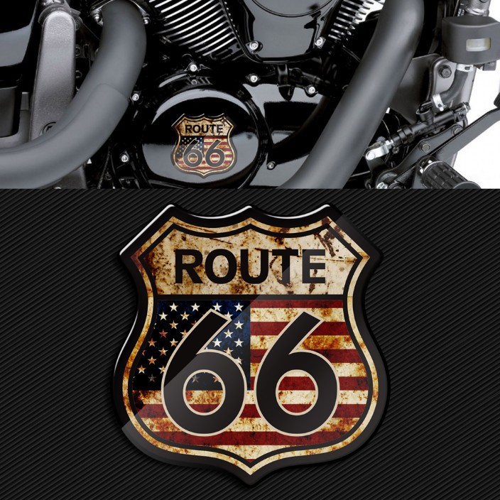 Route 66 Sticker Harley Retro Shield Motorcycle Sticker Fuel Tank Cap Sticker Scratch Sticker 3D Soft Rubber Reflective Decal