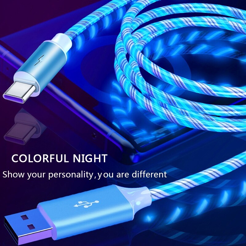 [HOT W] LED Light Glowing Cable Mobile Phone Charging Cables Micro USB Type C Charger For iPhone Xiaomi Huawei Samsung Charge Wire Cord