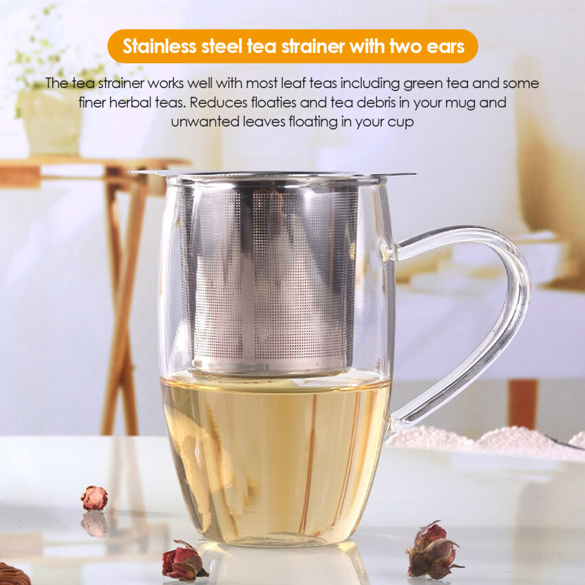 Stainless Steel Infuser Tea Strainer Mesh Tea Strainer Tea Leaf Spice Strainer Drinkware Kitchen Accessories Handle Clip