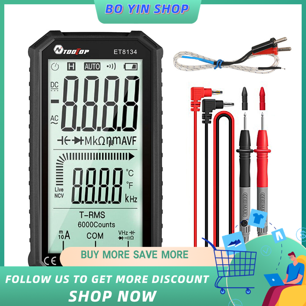 Bo yin tooltop et8134 đồng hồ vạn năng màn hình lcd độ phân giải cao 4.7 inch tiện dụng đồng hồ vạn năng đa năng đo dòng điện điện điện áp xoay chiều dòng điện trực tiếp đo điện trở điện dung, chức năng đèn nền