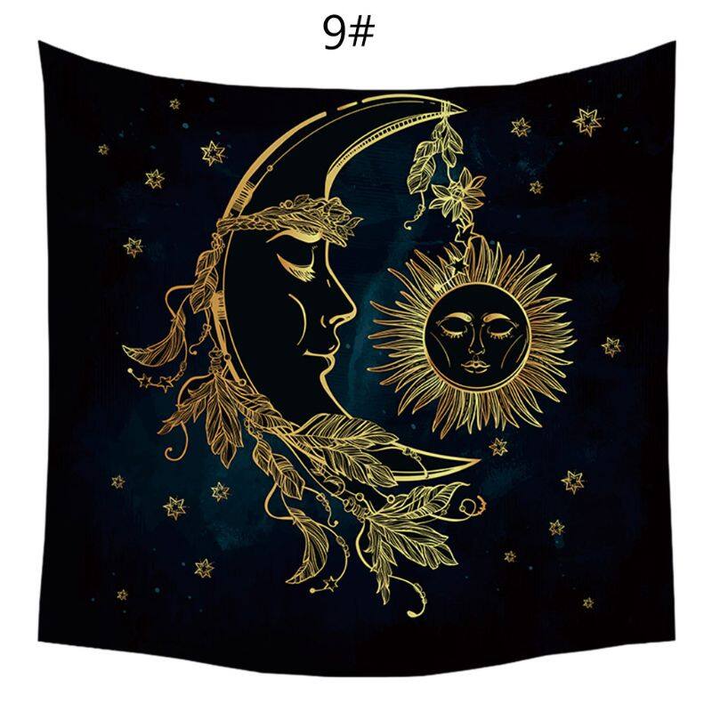 Sun and Moon Psychedelic Wall Tarot Tapestry Altar Tarot Cloth Divination Accessories with Art Chakra Home Decorations