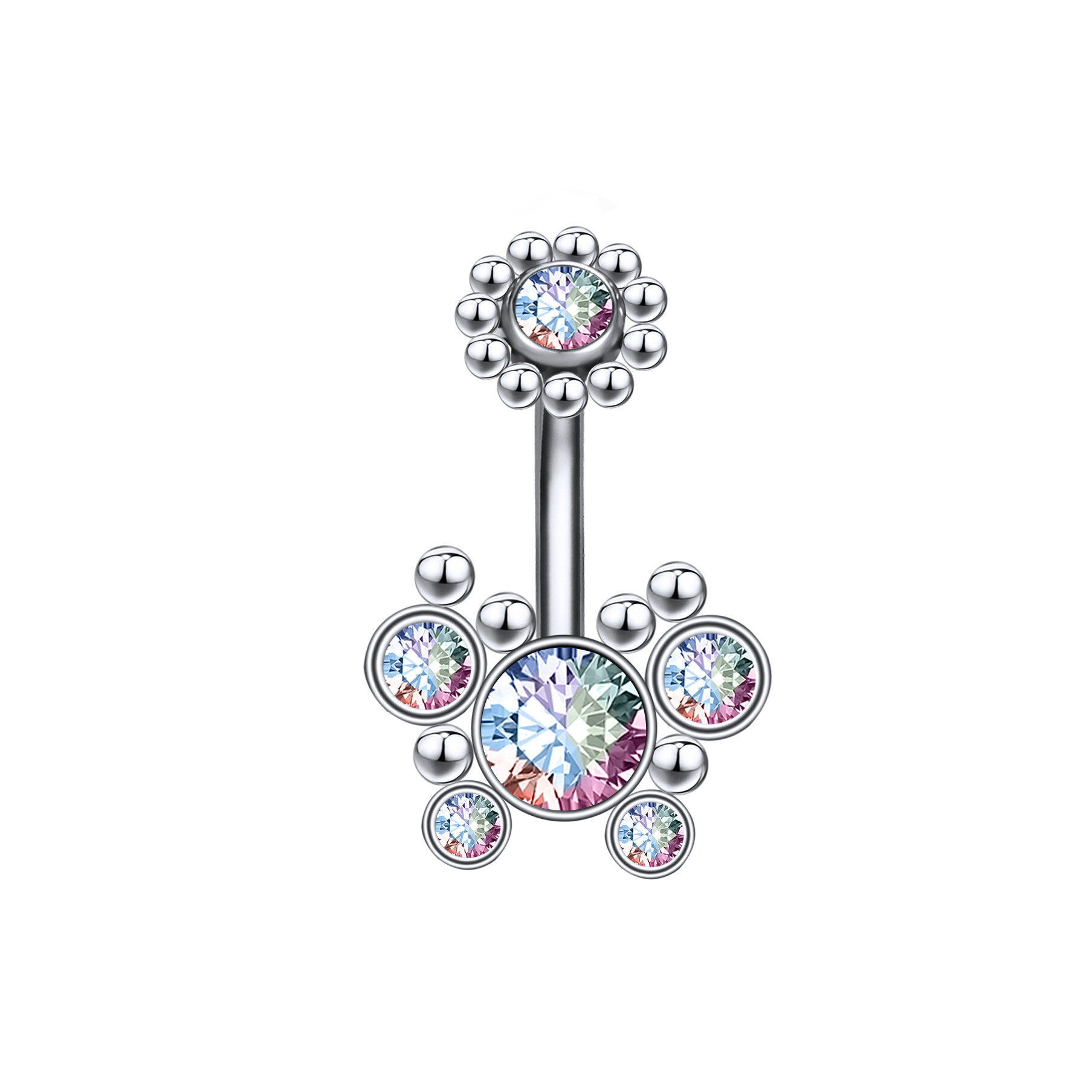 Zs 14G Colorful Crystal Butterfly Navel Belly Piercing Stainless Steel Belly Button Ring Fashion Body Piercing Gift